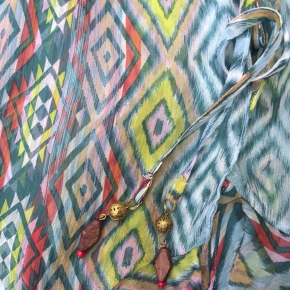 Ella Moss Aztec Print Silk Flyaway Camisole Top - Picture 5 of 8